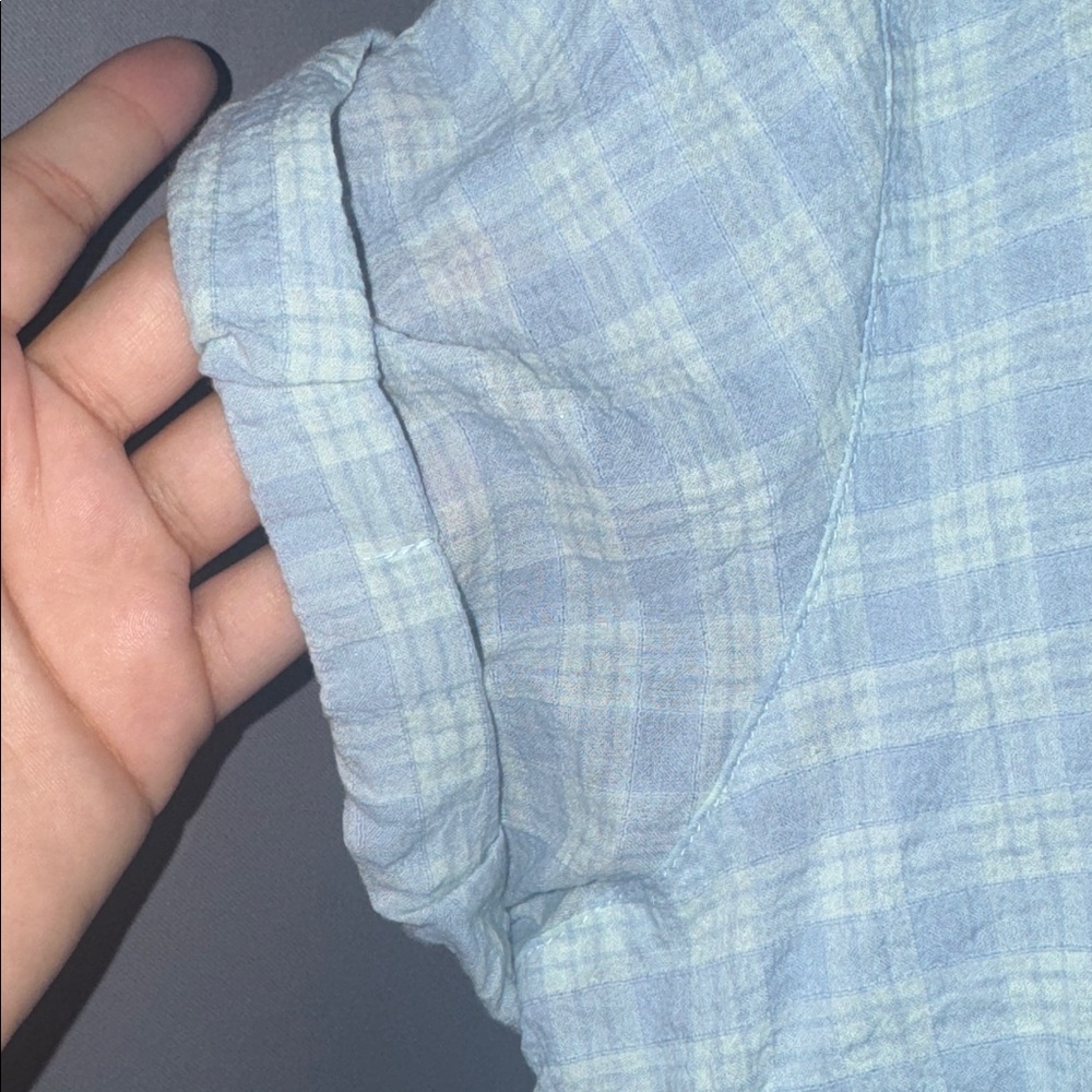 Eddie Bauer Women XL Blue Plaid Button Up Shirt Short Sleeve Casual Top - Picture 6 of 8